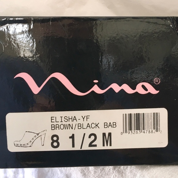 Nina Elisha brown/black leopard print heeled clogs - Picture 16 of 16